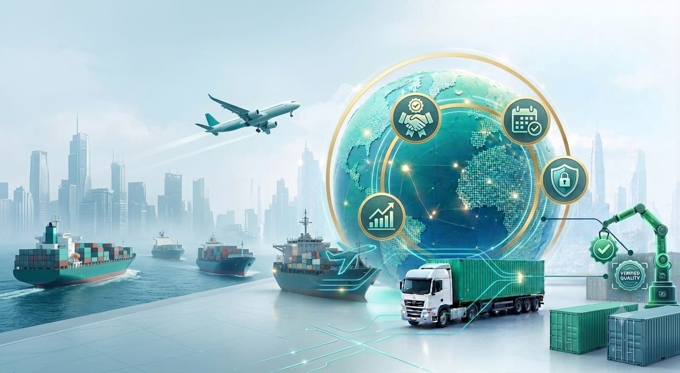 Global logistics network with verified quality, security and on-time delivery checkpoints